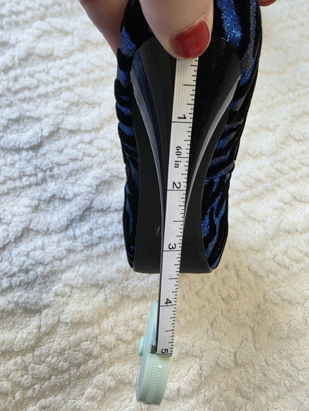 SHl by Journeys Blue Glitter Zebra Platform Stiletto Heels 7 (Estimate)